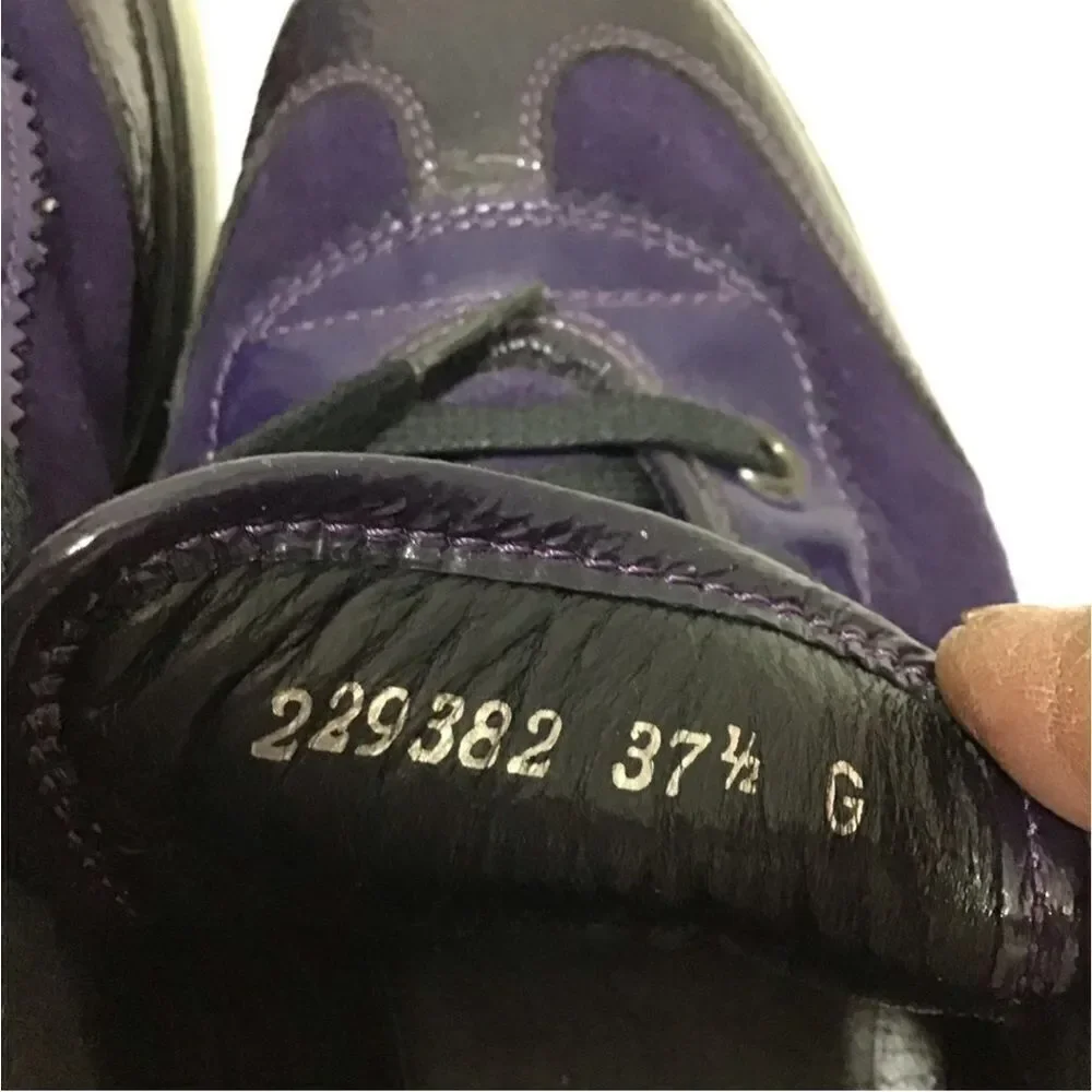 GUCCI Purple Suede Low Top Lace Up Sneakers Size 7 1/2
